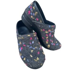 Dansko Wool Pro Grey n Multi Color Accents Nursing Clogs Shoes EUR 38 US 7.5-8